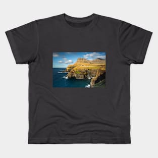 Mulafossur waterfall, Faroe Island Kids T-Shirt